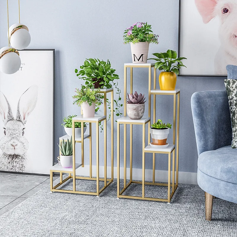 

Home Balcony Iron Flower Stands Multi-layer Indoor Ground Green Scilly Plant Stand Nordic Pastoral Style Flower Pot Stand