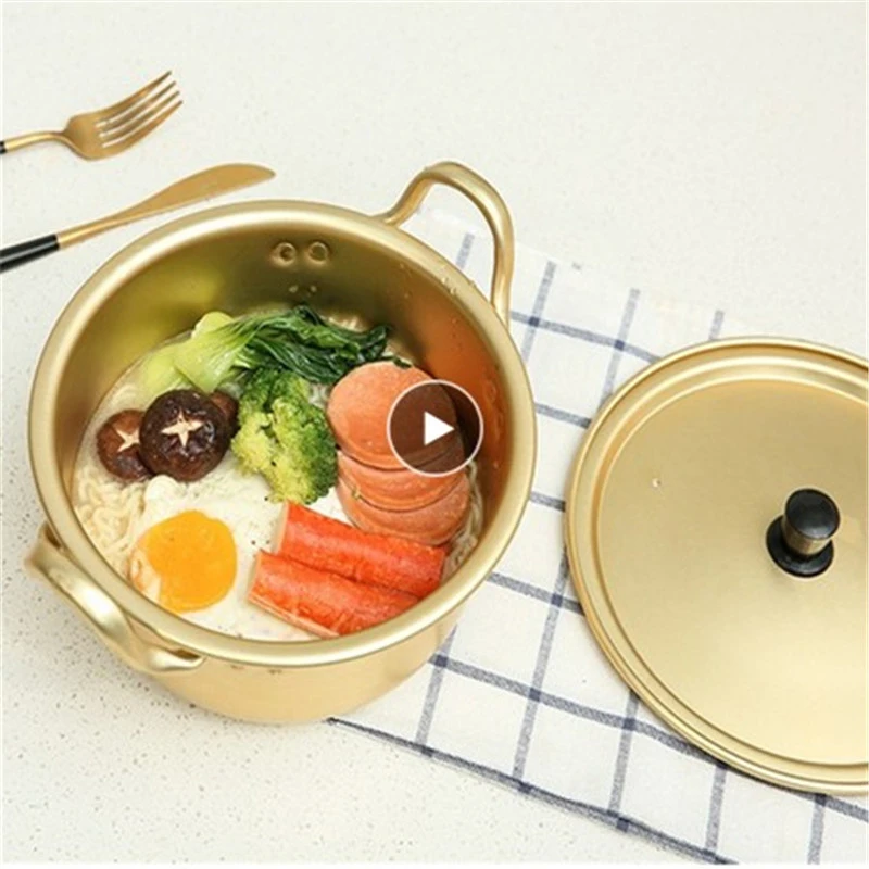 韓国ラーメン麺ポットゴールドアルミスープ鍋調理目的調理器具ノンスティックパンストックポット台所用品調理鍋 Soup Stock Pots Aliexpress