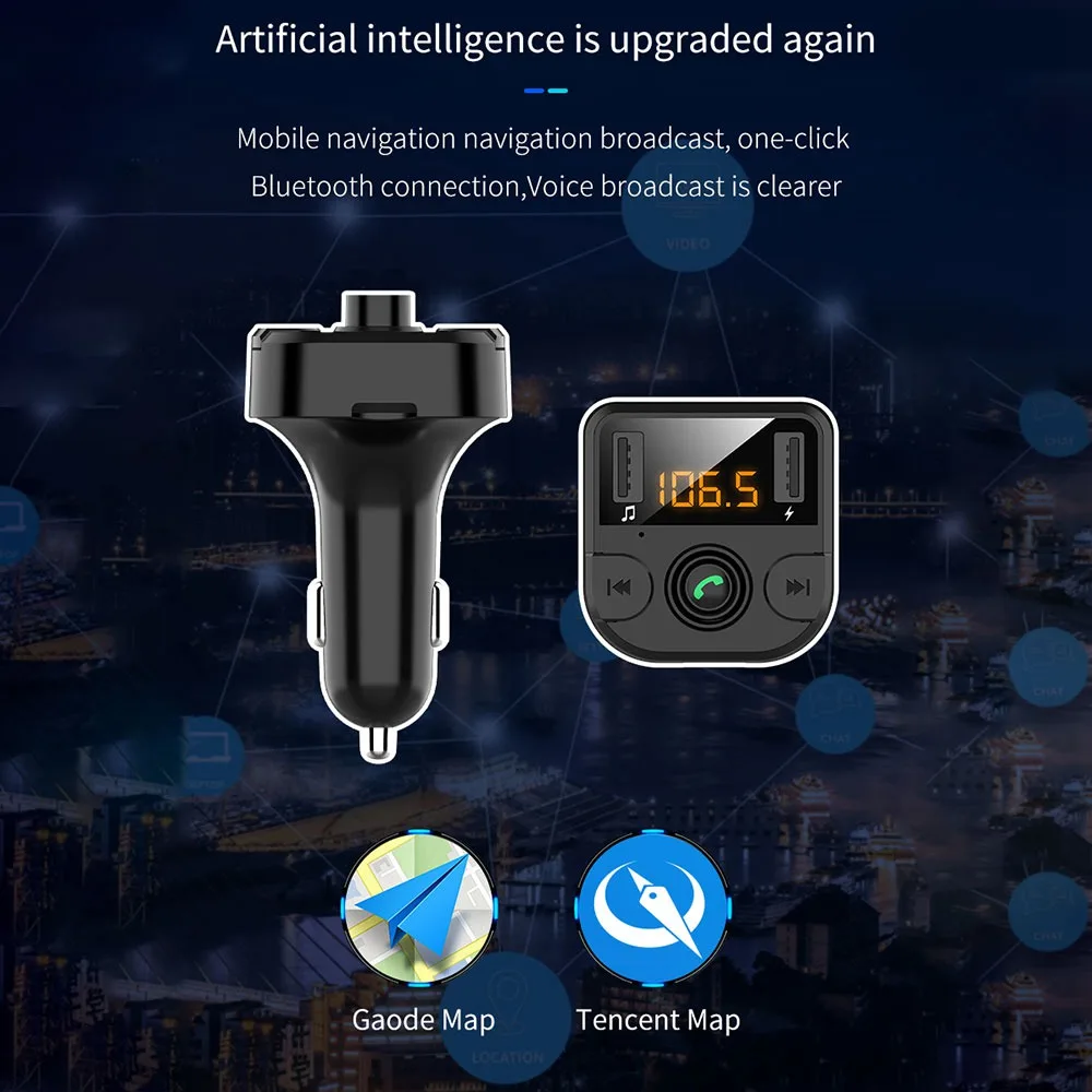 KISSCASE, автомобильное зарядное устройство с двумя USB, быстрая зарядка для huawei P30, светодиодный экран, mp3-плеер, автомобильные аксессуары, подходит для всех мобильных телефонов
