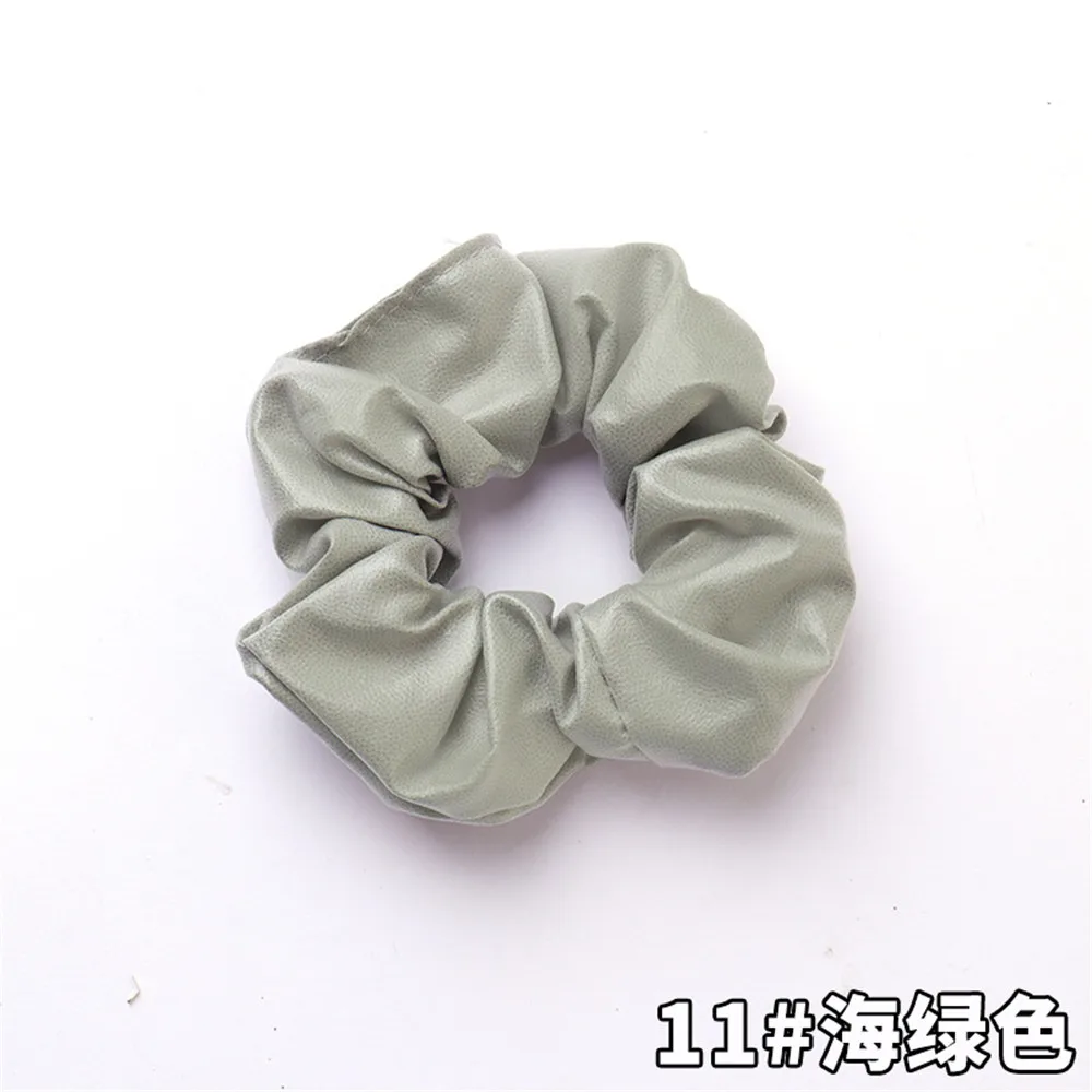 light green Креативные Новые ПУ Твердые кольца для волос девушки конфеты цвета дамы заколки для волос аксессуары резинка для волос Веревка - Цвет: light green