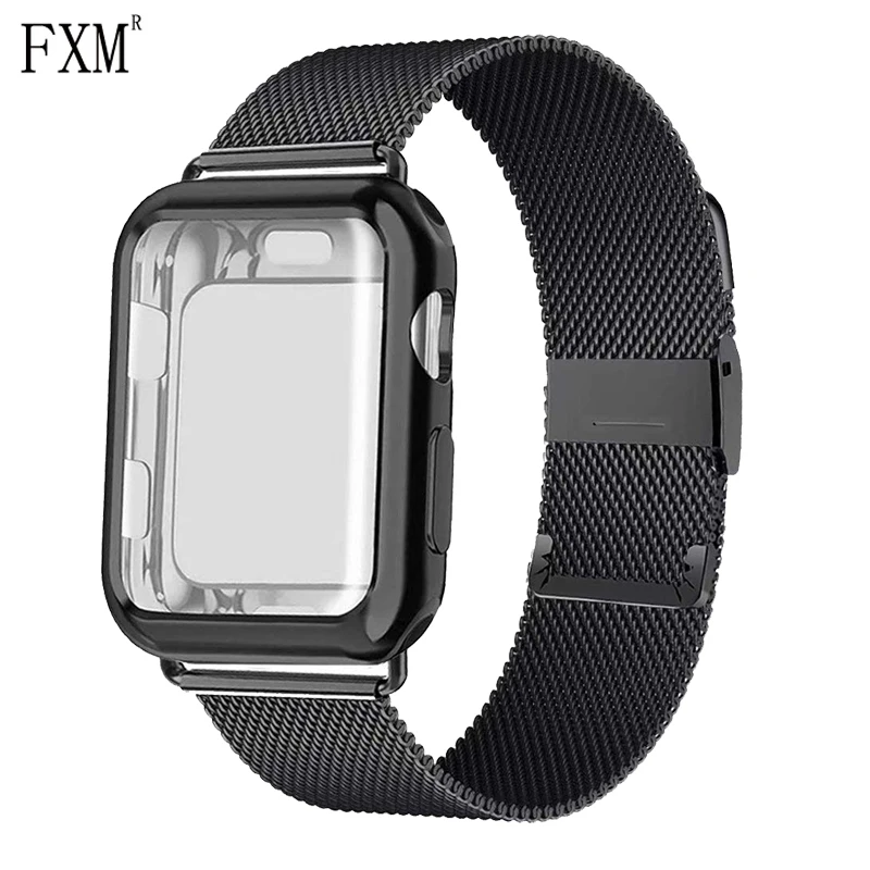 Миланская петля ремешок с чехлом для наручных часов Apple Watch Series 5/4/3/2 38 мм 42 40 44