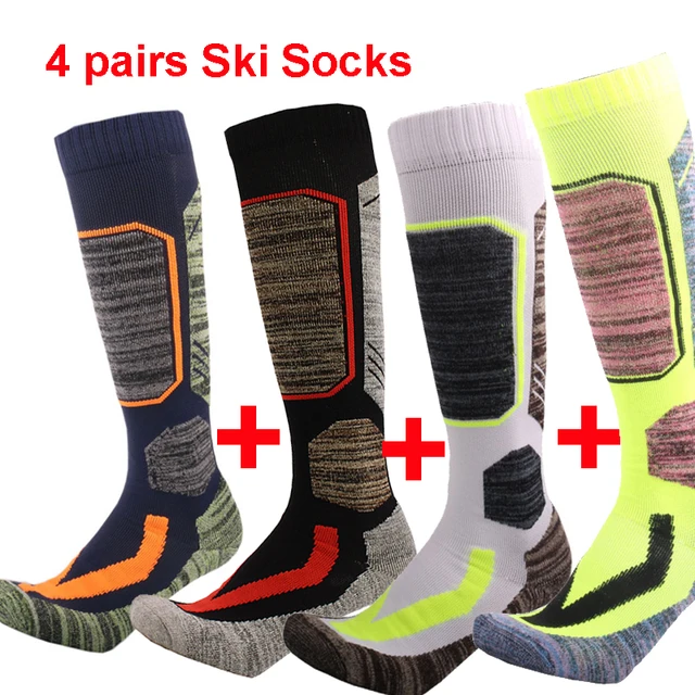US $12.17 4 Pairs Man Ski Socks Winter Warm Men Women Outdoor Cycling Snowboarding Trekking Hiking Sport Sock
