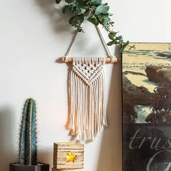 

Macrame Wall Hanging Bohemian Tassel Tapestry Hand Woven Boho Cotton Rope Geometric Craft Art Home Room Decoration