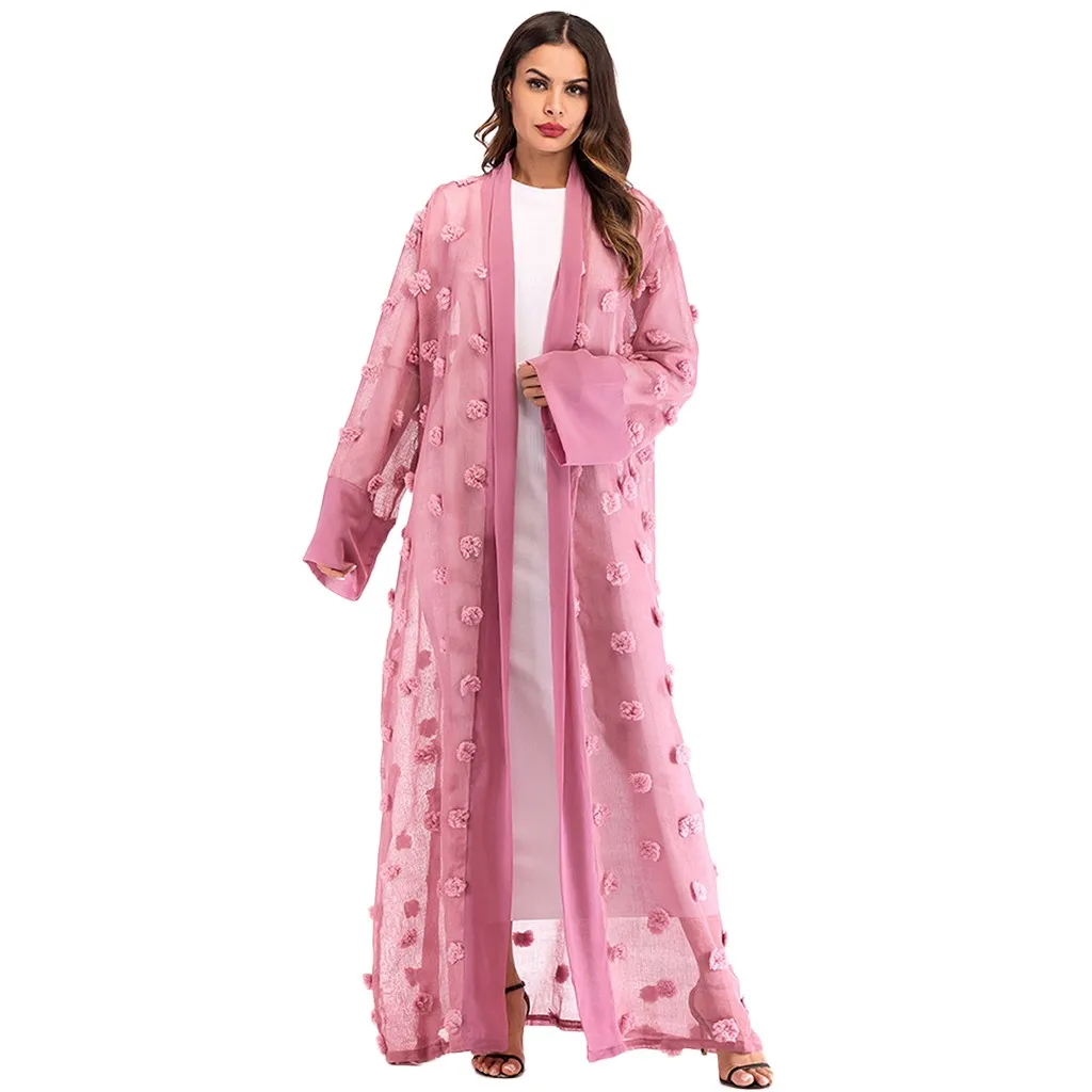 Pink Роскошные высокого класса Дубай мусульманские женщины абайя s женские этнические халаты Исламская мусульманская абайя Ближний Восток Бандажное платье Макси Кафтан 10,30 - Цвет: Pink