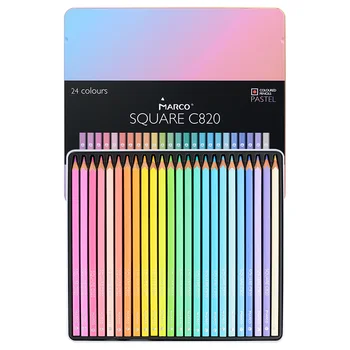 

Marco 24Colors Iron Box Pastel Wood Color Pencils Professional oil Colored Pencils for School Drawing Sketch Art Supplies