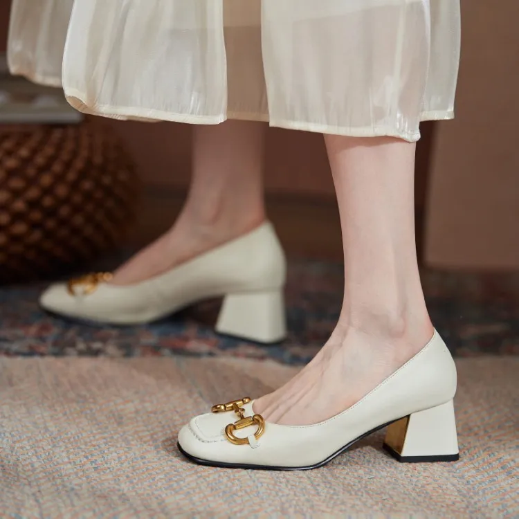 The New Summer Edition Of 2021 Women's Pure Color High-Heeled Shoes With Horseback Buckle Casual Fashion And All-Match Women's s