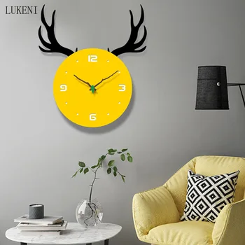 

Antler yellow Folk laser engraving stereo wall clock Home Decor Wall Decor