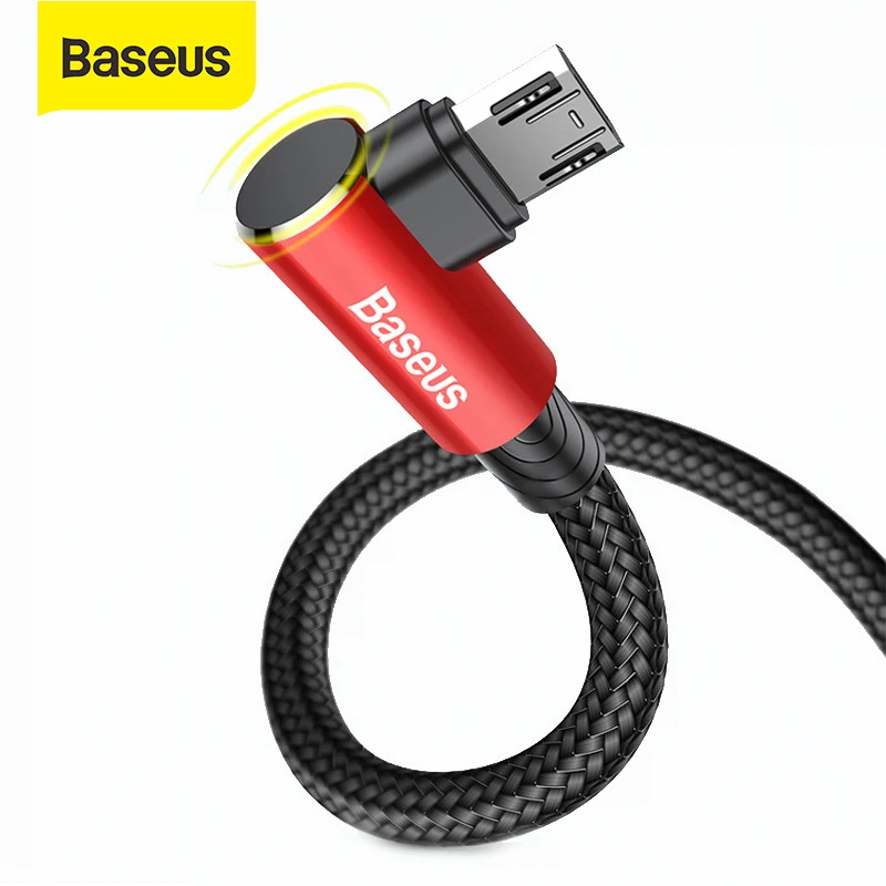 Кабель Micro USB Baseus 90 градусов для Samsung Xiaomi кабель быстрой зарядки Android|Кабели