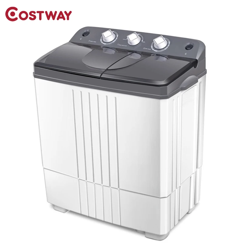 

COSTWAY 16 Lbs Twin-tub Portable Mini Washing Machine All-In-One Automatic Freestanding Top Loading Washing Machines EP23614