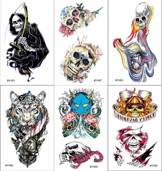 

Halloween Sugar Skull Tiger Waterproof Temporary Tattoo Sticker Evil Ghost Scorpion Tattoos Body Art Tatto Men Women Tatouage