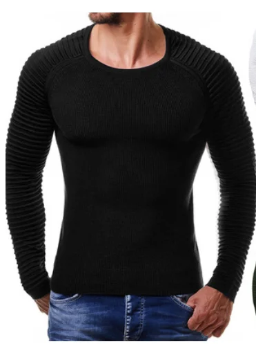 ZOGAA, осень, мужской вязаный свитер, зимний, теплый, Повседневный, в рубчик, в полоску, однотонный, вязанный, пуловер, мужской, с круглым вырезом, облегающий, Вязанный свитер - Цвет: Черный