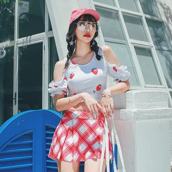 

May Plus Size Female Beach Tankini Women Two Pieces Swimwear Large Japanese Korean Ins Skirt New 2019 Animal Polyester Sierra