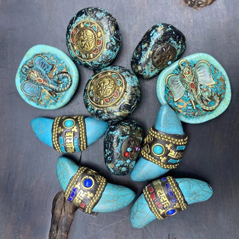 Retro Verdigris Patina Plated Copper Crushed Elephant Buddha Horn Charms Pendants For DIY Jewelry Making Finding Accessories | Украшения и