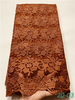 

African Beaded Lace Fabric Embroidered Nigerian Laces Fabric 2020 High Quality Gold French Tulle Lace Fabric For Women 03