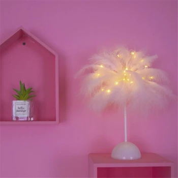 

LED Room Decorative Night Light Ins Starry Feather Table Lamp Birthday Gift Romantic Atmosphere Lights Creative Fairy Lantern