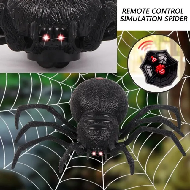 Creative Remote Control Simulation Spider Prank Toy Decoration Control Climbing Wall Halloween Spider RC Remote Spider Toy F2A0 2