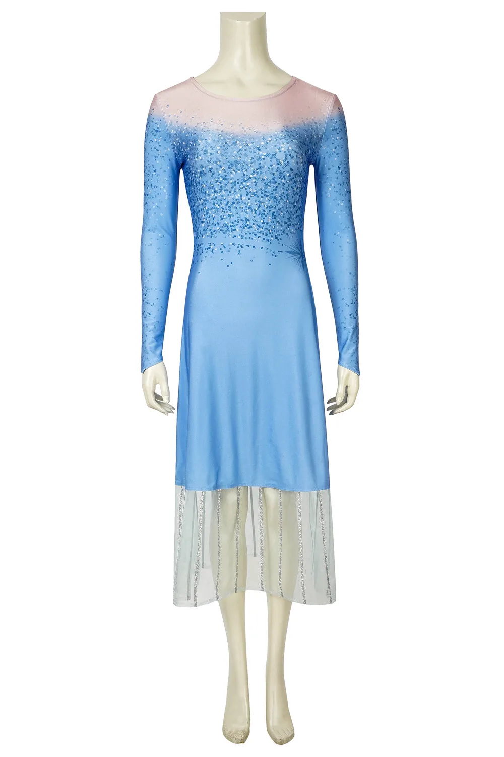 Dress Эльза Косплей Костюм Снежная королева принцесса Хэллоуин костюм взрослого голубое платье полный комплект COSPLAYONSEN - Цвет: Dress
