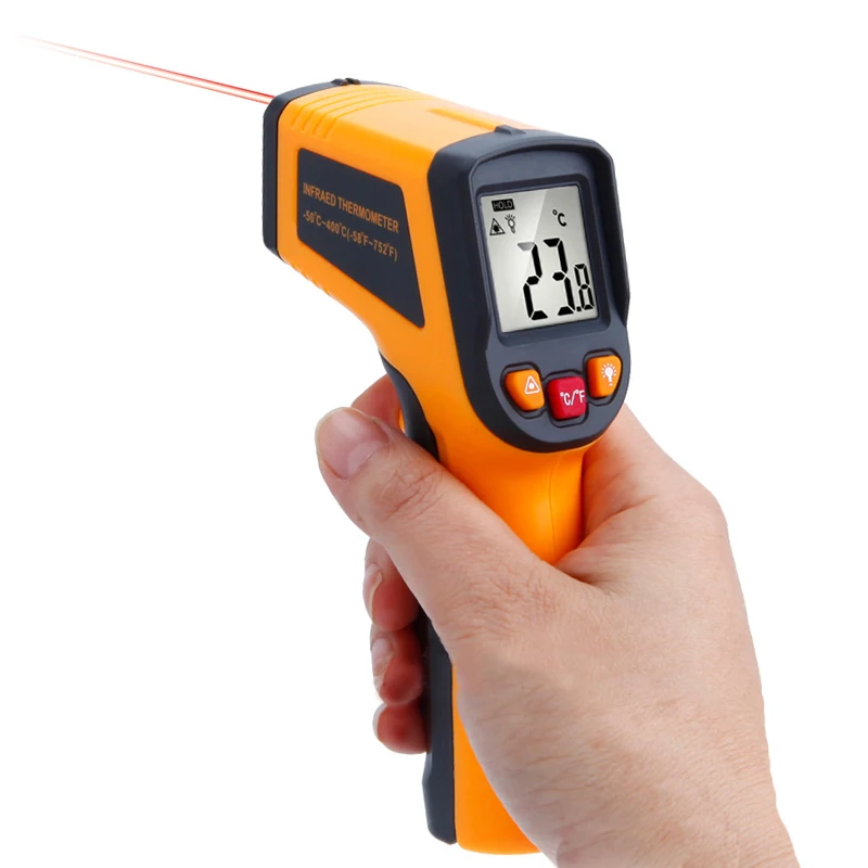 

1 pcs Non-Contact Laser LCD Display IR Infrared Digital C/F Selection Surface Temperature Thermometer Pyrometer Imager