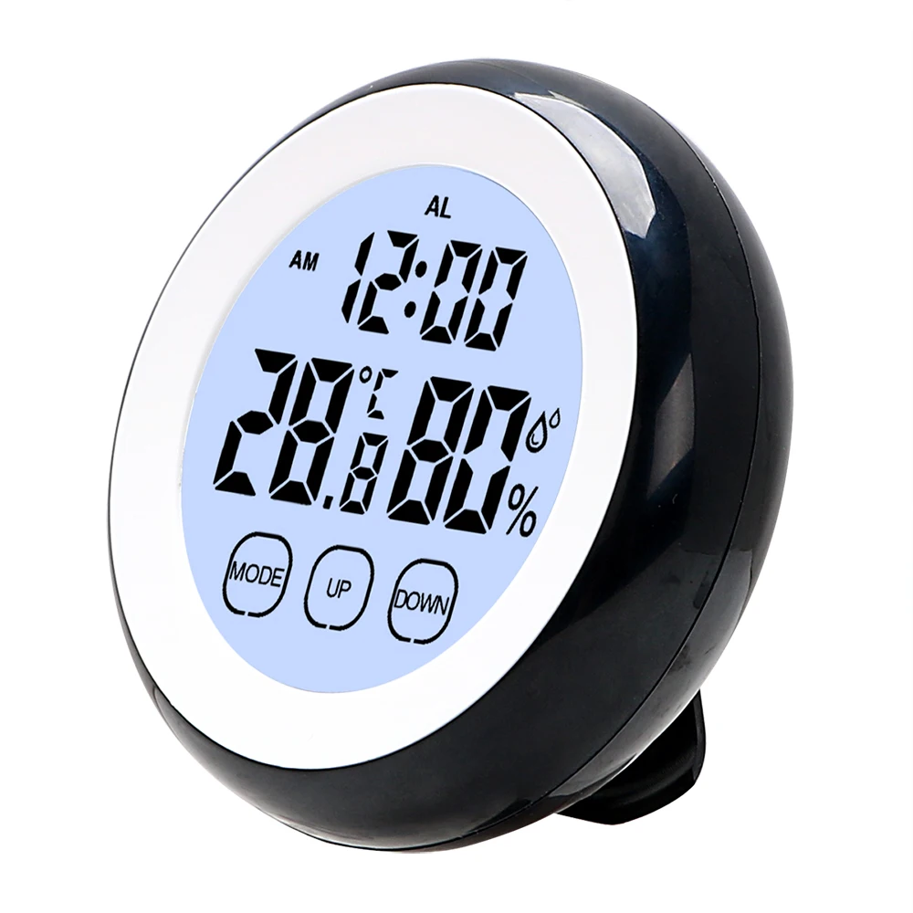 Black NICEYARD Electronic Temperature Humidity Meter Clock With Backlight Digital LCD Thermometer Hygrometer Indoor Weather Station - Color: Black