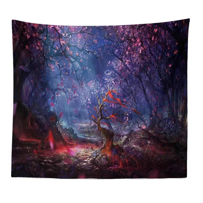 Цветной гобелен с изображением деревьев, настенный психоделический лес с птицами, настенный гобелен, богемная мандала, гобелен для спальни, 180x230 см - Цвет: 8