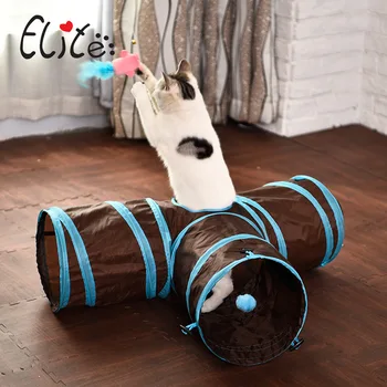 

3 Holes Pet Cat Tunnel Toys Foldable Training Toy Interactive Tube Fun Toy for Cat Animal Play Tunnel Ring Paper Tent Foldable