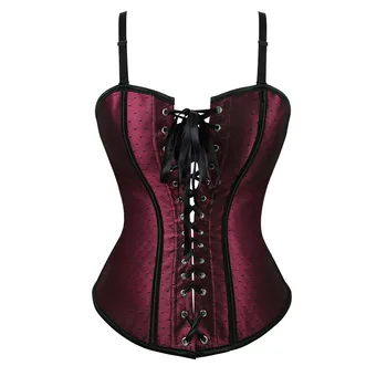 

New Style Corset Lace Wave Point Abdomen Shaping Clothes Garter Support Chest Sexy Suspender Wine Red Effective Body Shaping
