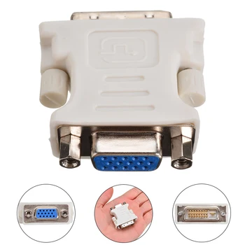 

New 24+1 pin VGA White High Performance DVI-D Male to 15 Pin VGA Female Adapter Video Converter Suitable For PC Laptop