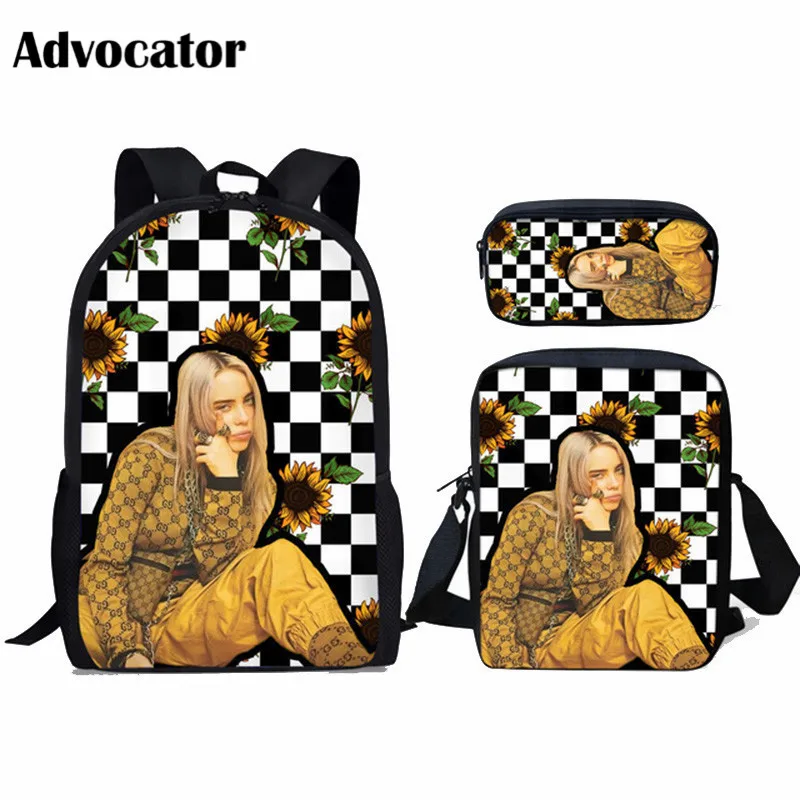 ADVOCATOR BAG ADVOCATOR 3 шт./компл. Billie Eilish шаблон школьные сумки набор для подростков студентов детский рюкзак для мальчиков сумка-портфель - Цвет: ADVOCATOR BAG