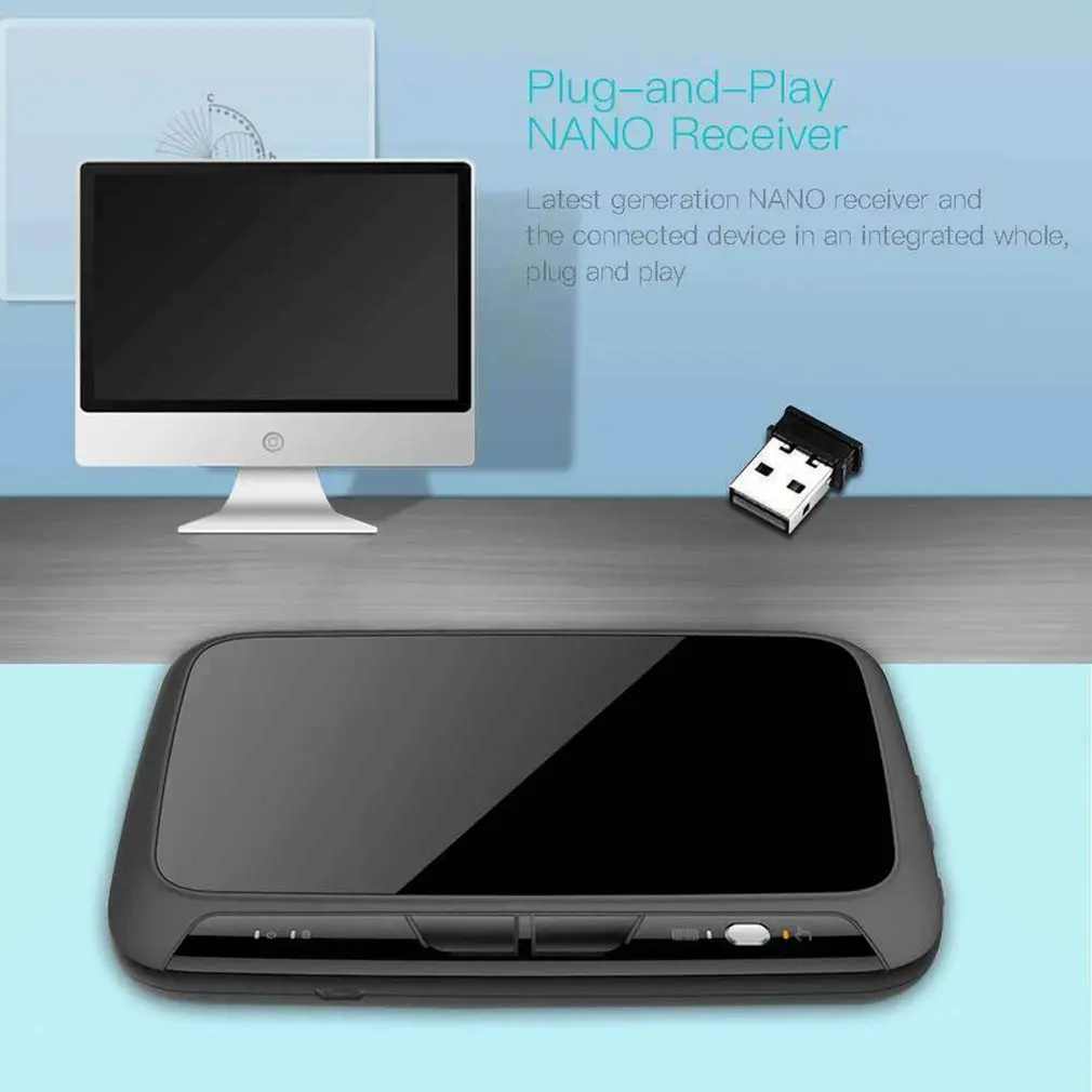 2 4GHz Mini Backlight Wireless Keyboard H18 USB Full Touchpad Screen Air Mouse Business Office Keyboard 5