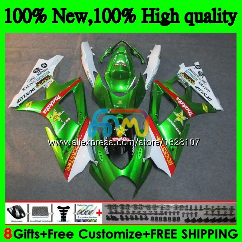 Корпус для SUZUKI 1000CC GSXR-1000 K7 GSX-R1000 GSXR 1000 07 08 43BS. 44 GSXR1000 GSX R1000 светильник зеленый 2007 2008 07 08 обтекатели - Цвет: No. 1