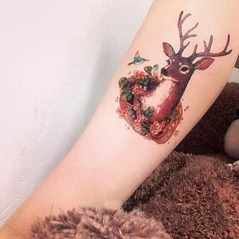 

Cute Milu Deer Tattoos Sticker Temporary Realistic Fake Washable Tattoo Decal For Adult Body Art Legs Arm Creative Tatoos