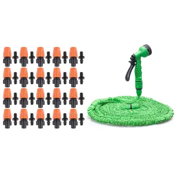 

20 Set Fogging Adjustable Spray Nozzle Sprayer Irrigation & 1set 150FT Garden Hose,Feet Expandable Flexible