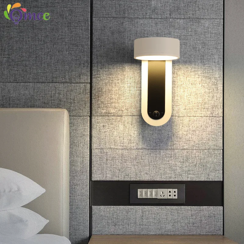 Modern Wall Light With Button Switch Bedroom Bedside Led Wall Lamp Aisle Wall Lamps Living Room Indoor lighting White Luminaire