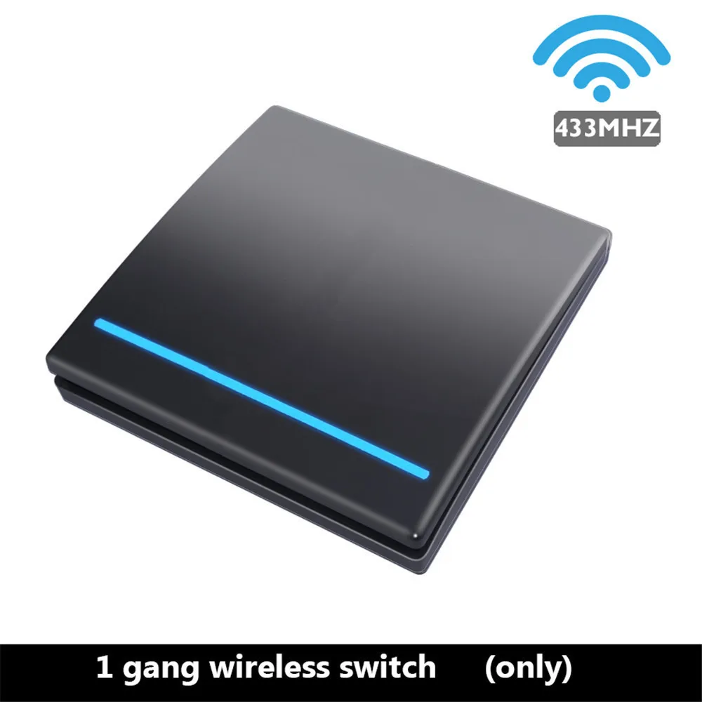 1 gang Switch BLACK SMATRUL Tuya Smart Life APP Wi-Fi 1/2/3 кнопочный переключатель светильник RF 433 МГц настенный DIY релейный модуль с таймером Google Home Amazon Alexa - Цвет: 1 gang Switch BLACK
