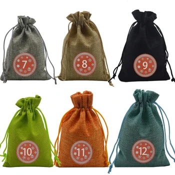 

Christmas Gift bag Calendar Cotton Sacks Candy Pouch Food Packaging Bag