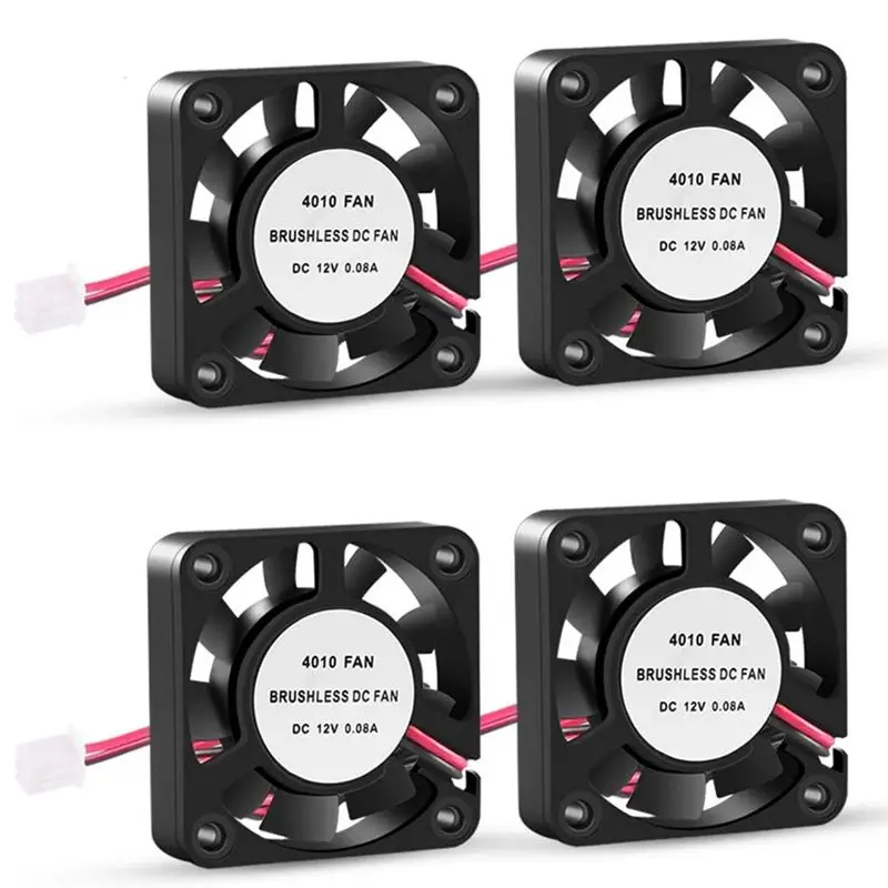

4Pcs 40*40*10mm Oil Bearing Blower Fan DC 12V 24V Brushless Cooling Fan with 2 Pin Terminal For 3D Printer