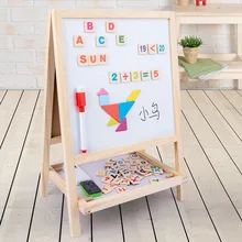 

Children's Wooden Drawing Blackboard Toy Folding Whiteboard Double-sided Easel Painting For Kids Black Frame Magnetic Toy Gift