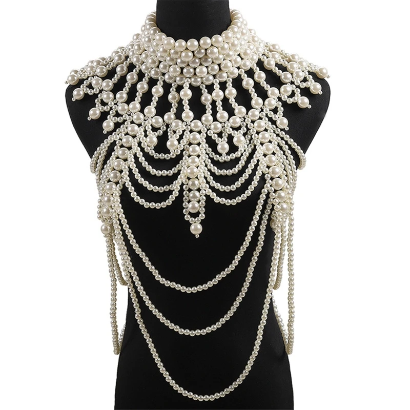 Handmade Imitation Pearl Body Chain Necklace Shawl Queerks™