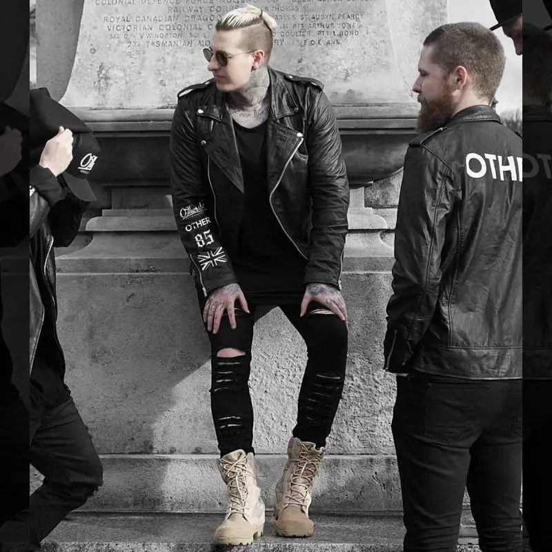 Men Jeans Narrow Feet Punk Rock Micro Elastic Fabric Ripped Jean Pants men jeans ripped jeans