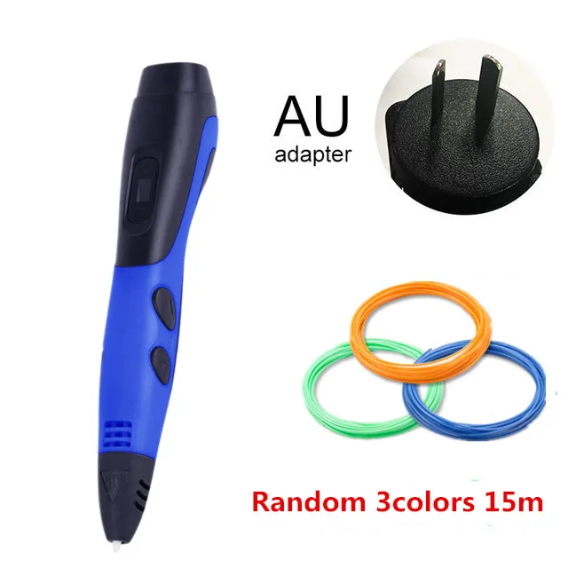 3D Ручка, светодиодный экран, сделай сам, 3D ручка для печати, 120 м ABS/PLA нити, креативная игрушка, подарок для детей, дизайнерский рисунок - Цвет: AU Blue 15m