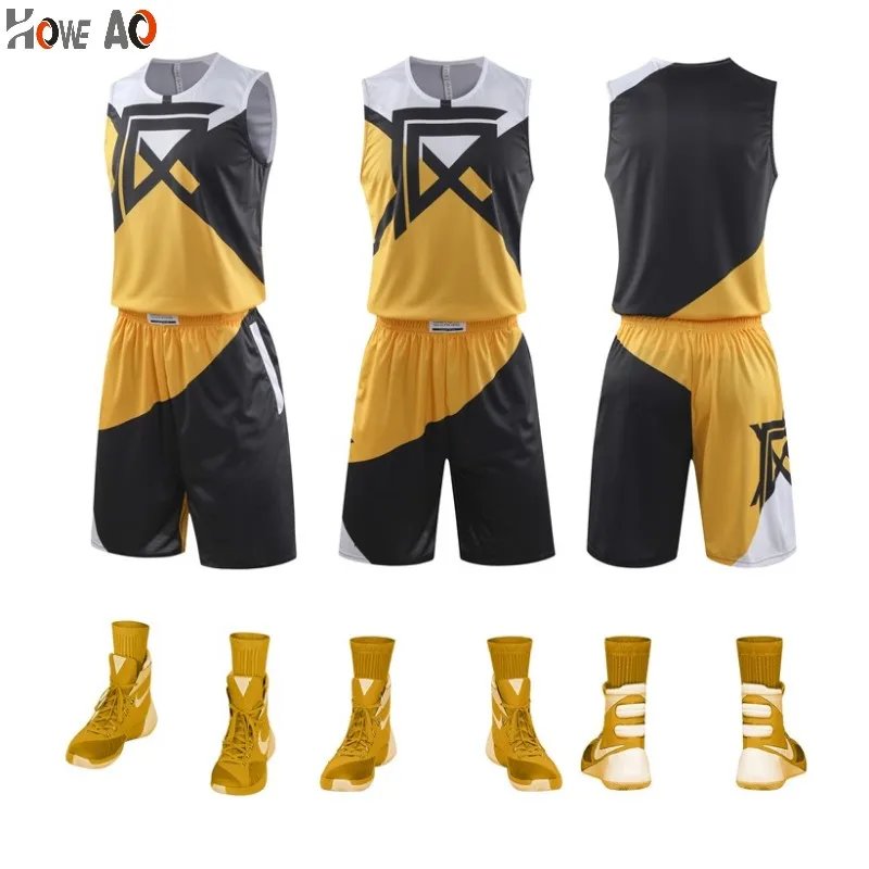 

HOWE AO New Personality Men Basketball Set College Mens Basketball Uniforms Sport Kit clothes Runing tracksuits DIY Customized