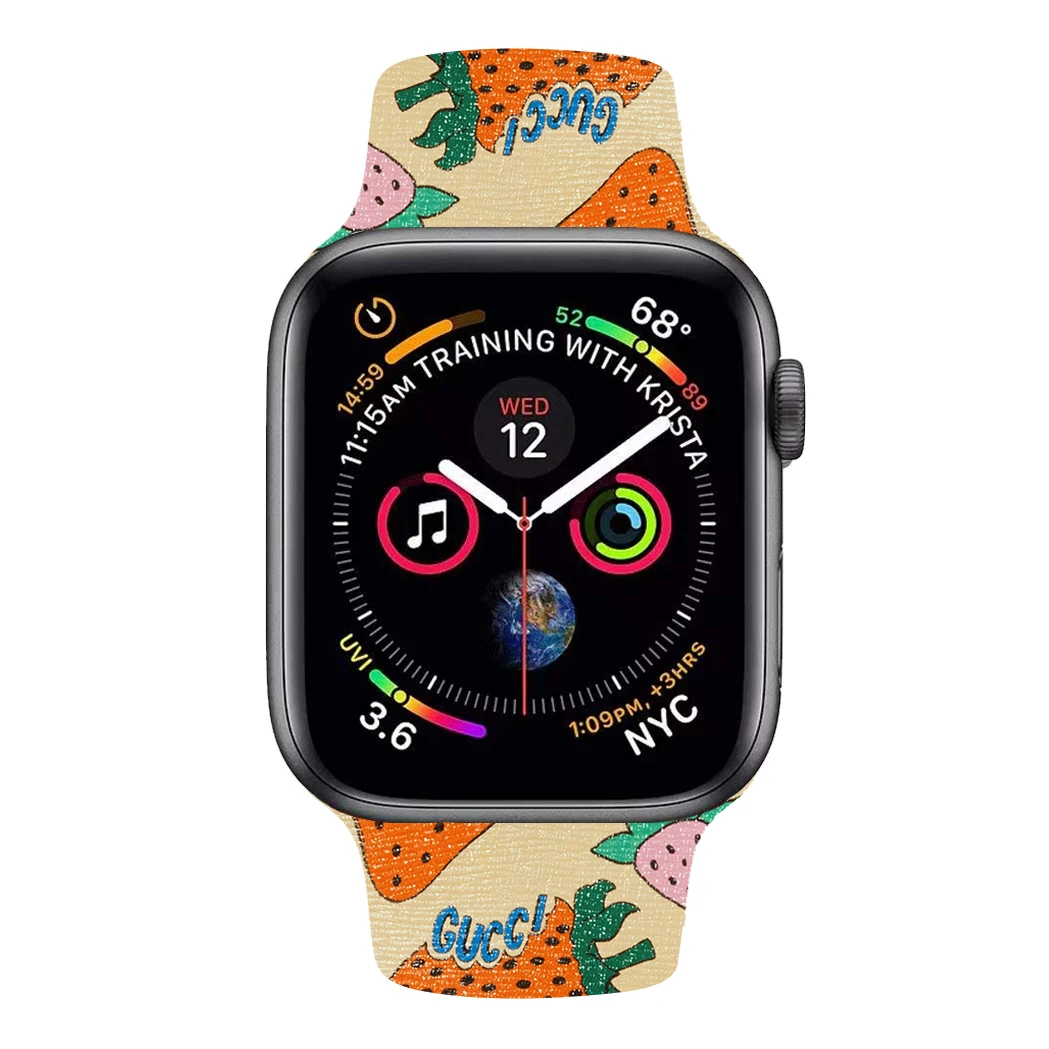 40mm 44mm Silicone Christmas Band For Apple watch 5 4 3 2 1 Bands Floral Printed Strap for iWatch Series 5 4 3 2 38mm 42mm Gifts