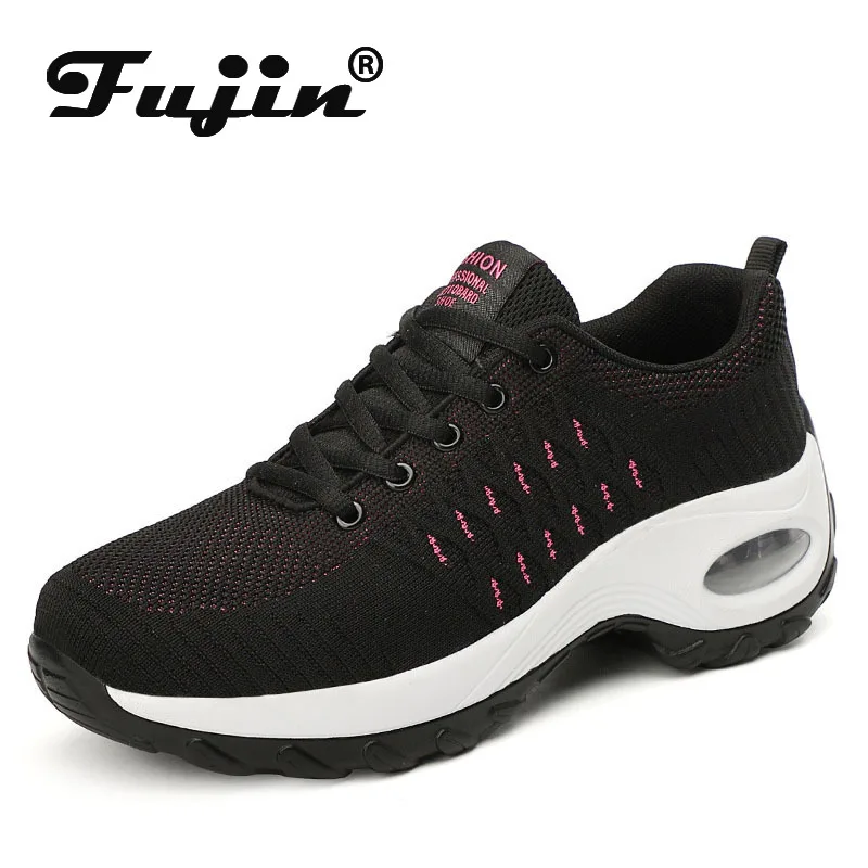 

Fujin Women Single Shoes Autumn Spring Comfortable Thick Bottom Round Toe Breathable Shallow Mixed Colors Women Sneakers