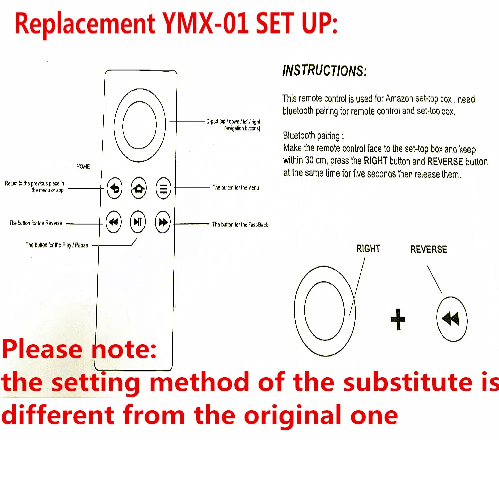 NEW CV98LM Replacement YMX-01 for Amazon Fire TV Stick BOX Remote Control Clicker Bluetooth Player Fernbedienung