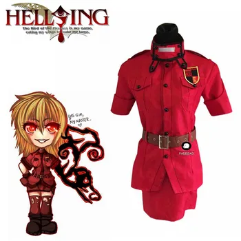 

Anime Hellsing Herushingu Seras Victoria Red Cosplay Costume with Socks Custom Made Any Size