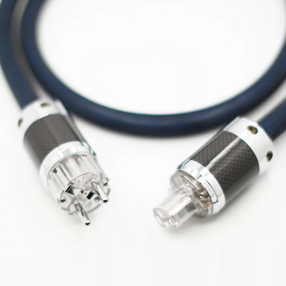 Silver Plated OFC AC Power Cable With Carbon Fiber & Rhodium Plating - For EU/AU/US