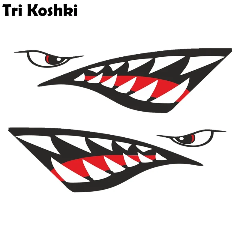 Tri Koshki Kcs350 Shark Mouth Teeth Cartoon 2 Pcs Car Sticker Pvc ...
