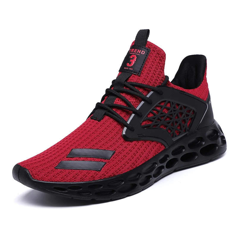 Weweya/пара размеров 36-48, мужские кроссовки, повседневная обувь, сетчатая Уличная обувь, мужская повседневная обувь, Мужская теннисная обувь на шнуровке - Цвет: Red D