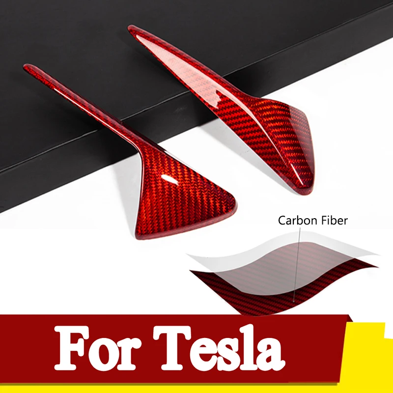 2PCs Real Carbon Fiber Side Cover For Tesla Model 3 S X Y Car Side Marker Turn Signal Cover Trim Side Camera Protection Cover