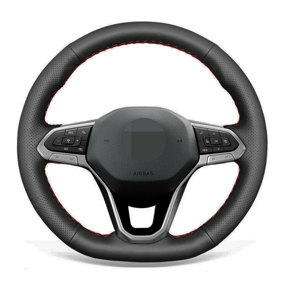 Car Steering Wheel Cover Antislip Black Artificial Leather For